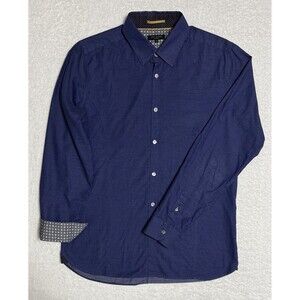 TED BAKER LONDON Button Down Shirt Men's 4 L Blue Cotton Stretch